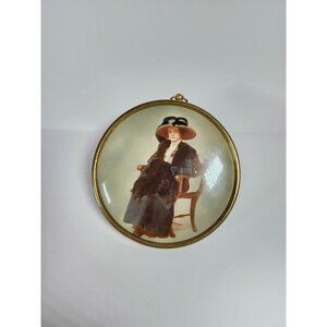 Hand Painted Early 1900s Portrait Columbia Portrait Co Chicago Metal Round Frame